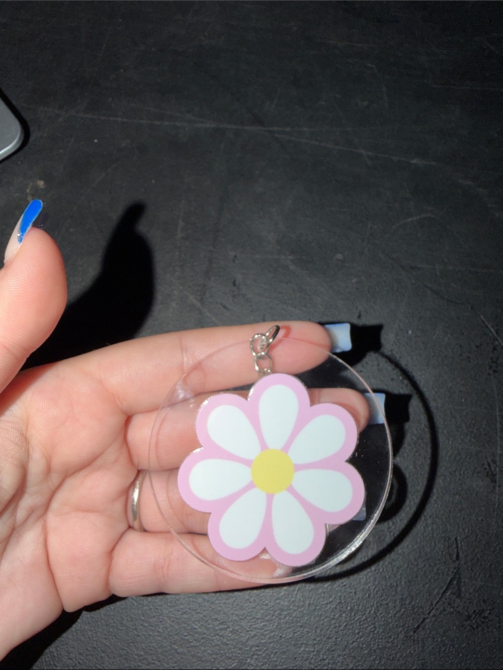 Hand Crafted Pink & White Daisy Keychain Card Holder